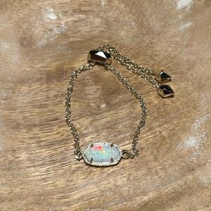 Kendra Scott Elaina White Kyocera Opal Gold Adjustable Bracelet